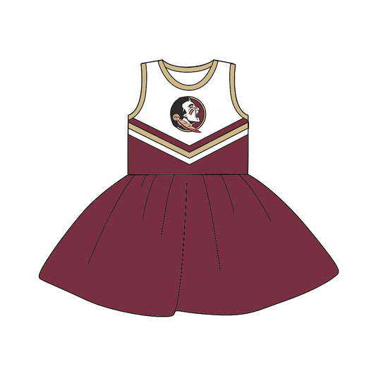 (Custom Design MOQ 5) Sleeveless football team's NO. 6 wine dress