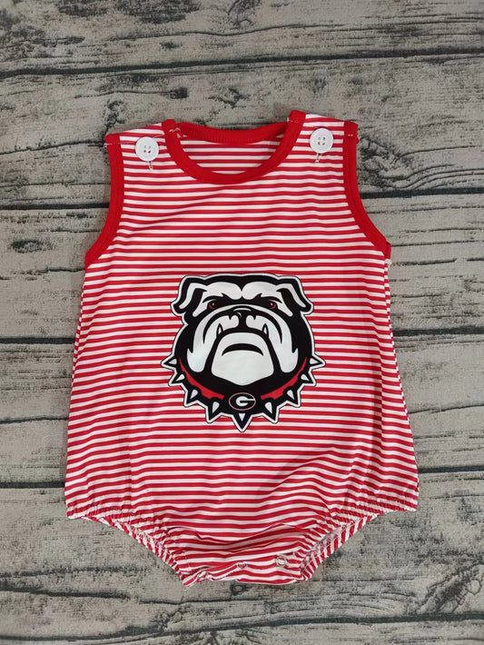 (Custom Design Preorder MOQ 5) Team's Dog Georgia Print Baby Boys Summer Romper