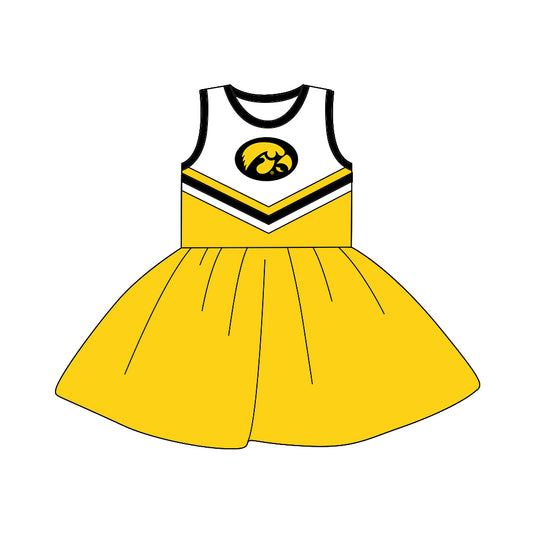 (Custom Design MOQ 5) Sleeveless football team's NO. 8 yellow dress