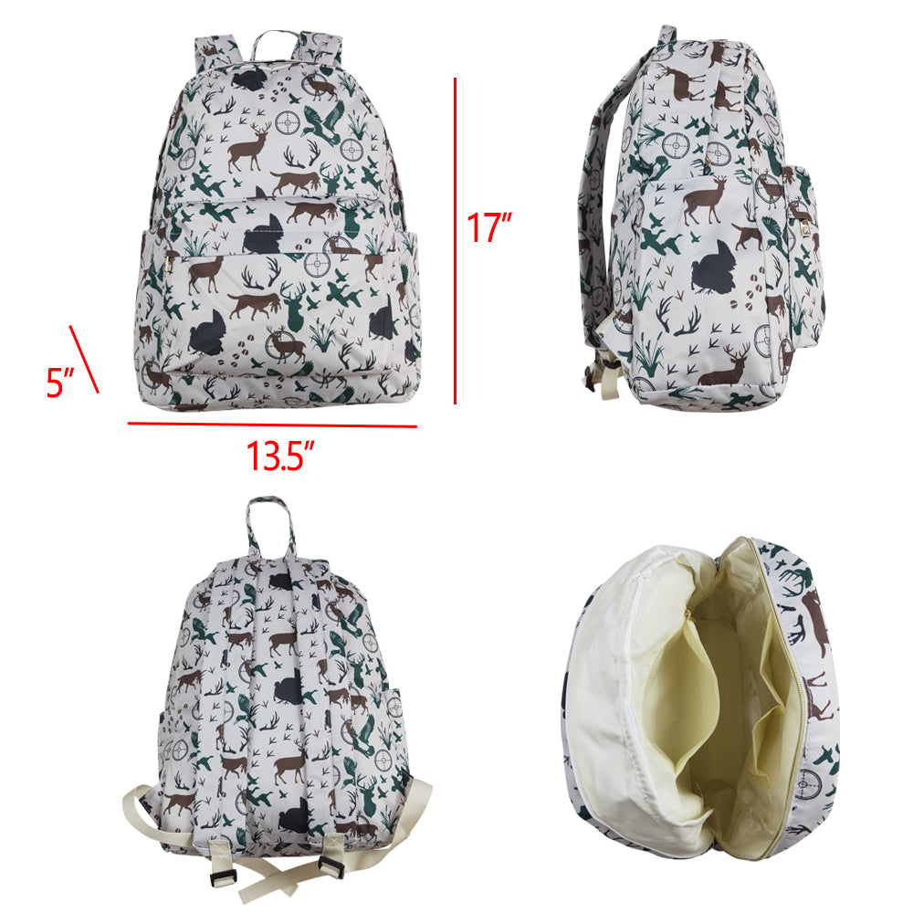 BA0231  Dog Duck Deer Print Backpack Boys Hunting Bags