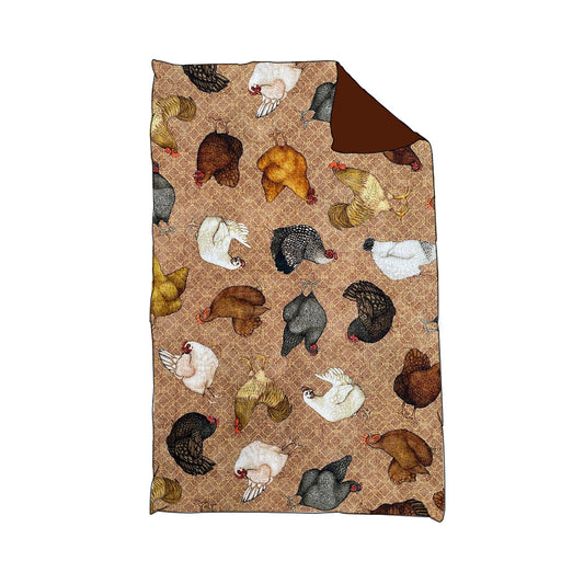 (Custom Design Preorder MOQ 5)NO.8 Farm Chicken Print Baby Blanket