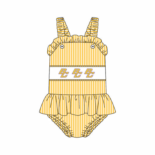 (Custom Design Preorder MOQ 5) Team's Bloom Carroll Print Girls 1 Piece Swimsuits