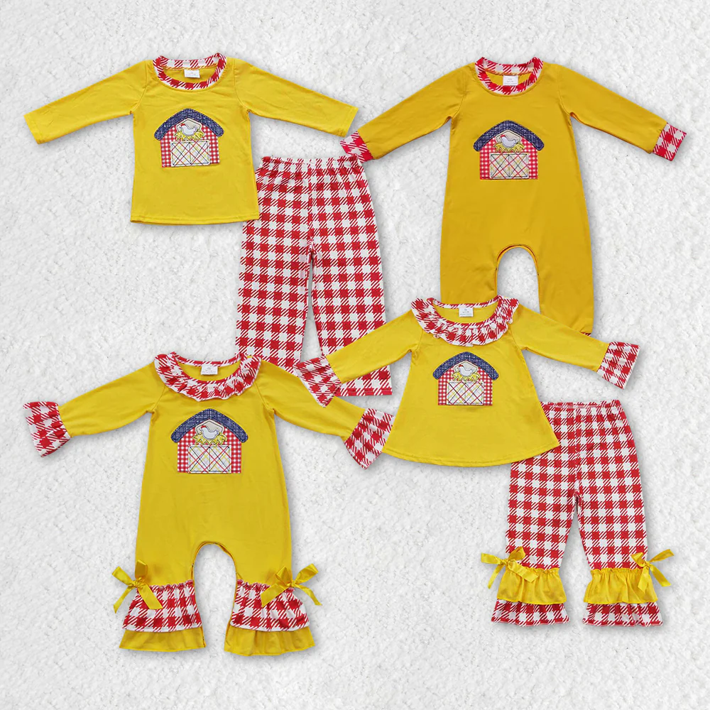 (Promotion)Farm Embroidery Sibling Fall Matching Clothes