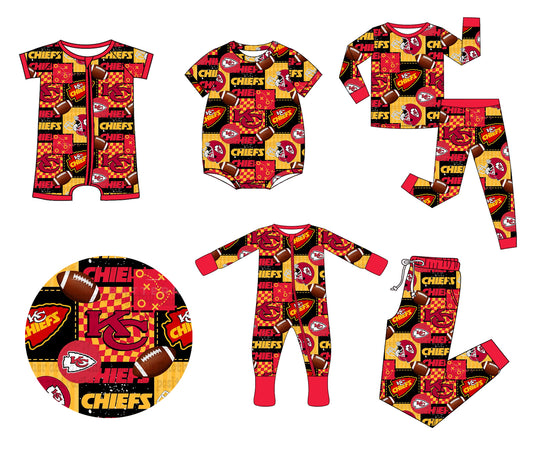 (Custom Design Preorder MOQ 20 Each Item)Team's Chiefs Print Family Bamboo Matching Clothes