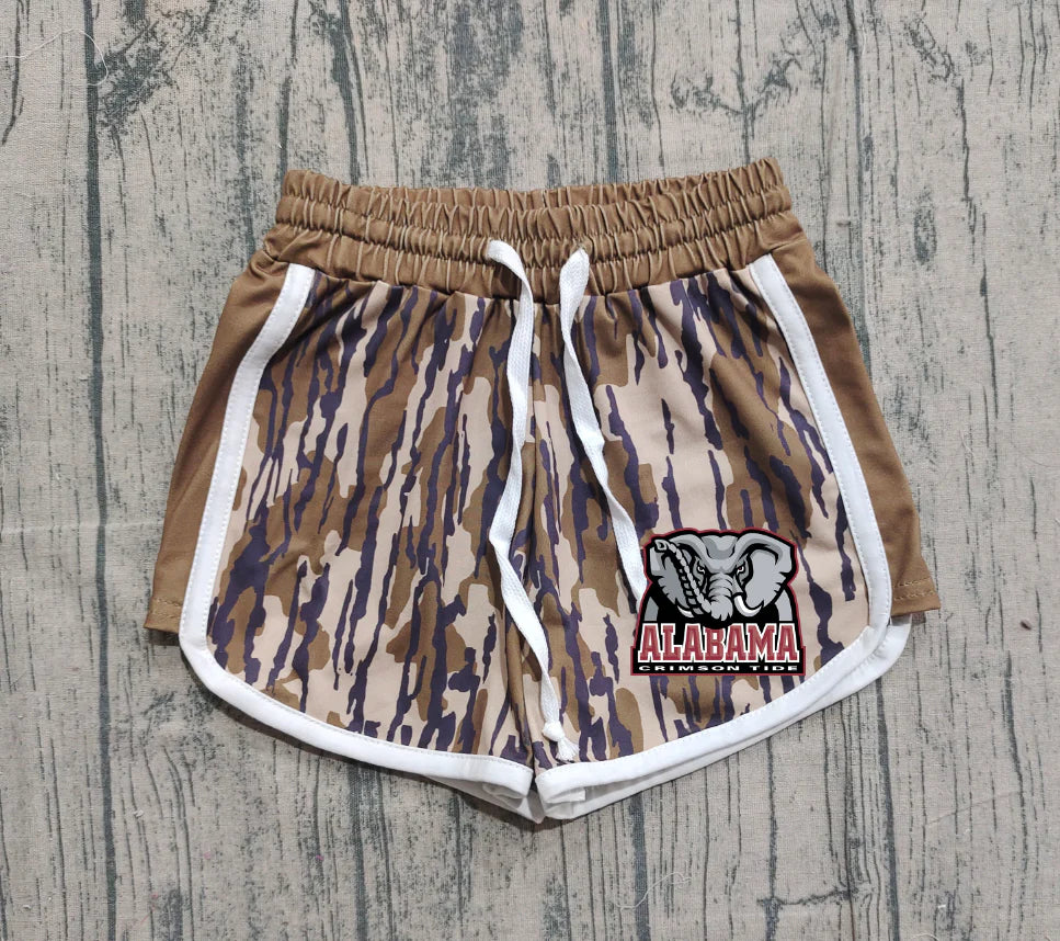 (Custom Design Preorder MOQ 5 Each Item) Team's Alabama Camo Print Summer Bottom Shorts Mom and Me Matching Clothes