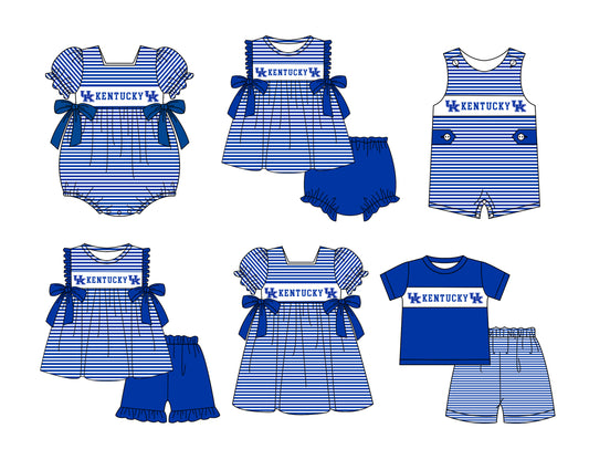 (Custom Design Preorder MOQ 5 Each Item) Team's Kentucky Print Kids Summer Matching Clothes Sibling Wear