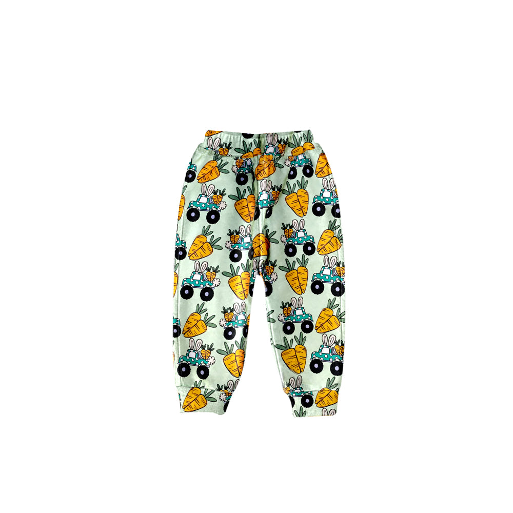 (Custom Design MOQ 5) NO.1 Bunny Carrot Truck Print Kids Easter Pants