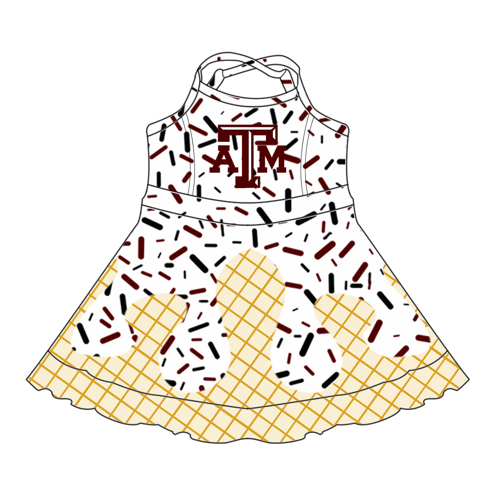 (Custom Design Preorder MOQ 5 Each Item)Team's Texas A&M Sprinkles Print Sibling Matching Clothes
