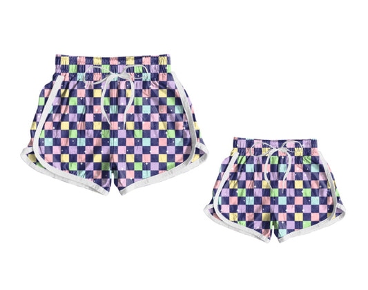 11.13(Custom Design Preorder MOQ 5 Each Design) Colorful Plaid Print Summer Shorts Mom and Me Matching Clothes