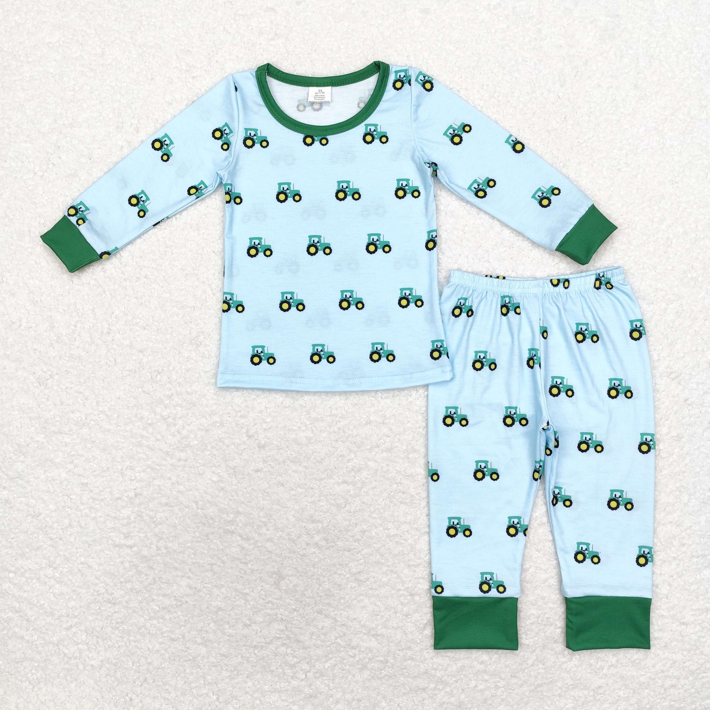 Tractors Blue Print Brothers Fall Bamboo Matching Pajams Clothes