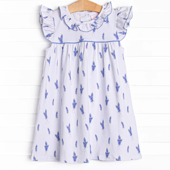 (Custom Design Preorder MOQ 5) Lavender Print Girls Knee Length Summer Dress