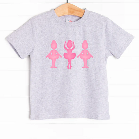 (Custom Design Preorder MOQ 5)  Dancing Girls Grey Print Girls Summer Tee Shirts Top