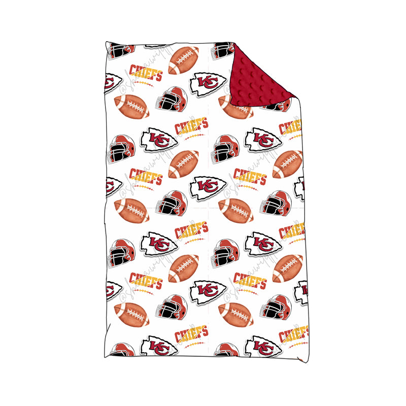 (Custom Design Preorder MOQ 5)  Team's KC White Print Baby Blanket