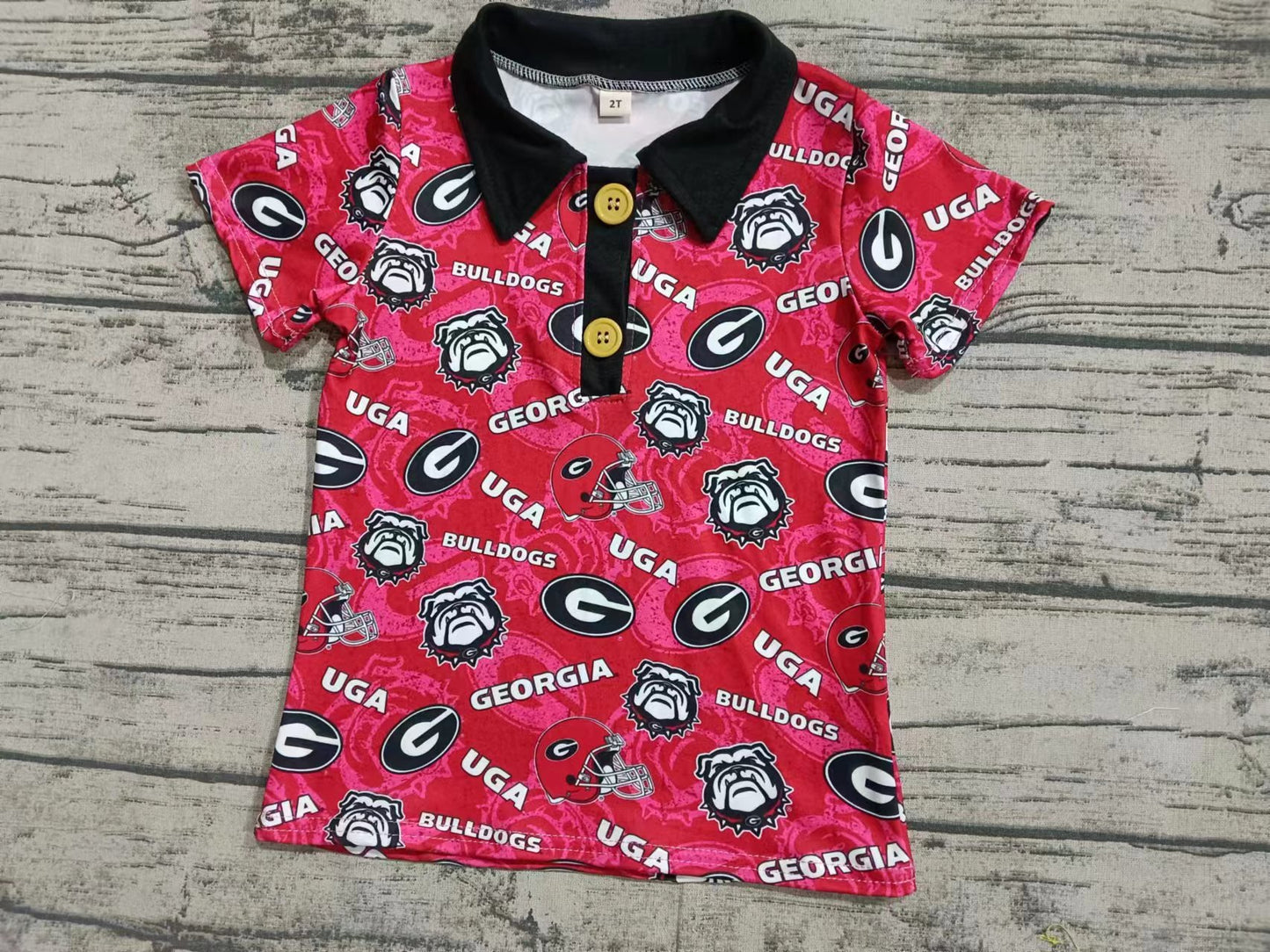 (Custom Design Preorder MOQ 5) Team's BULLDOGS Print Boys Summer Polo Tee Shirts Top