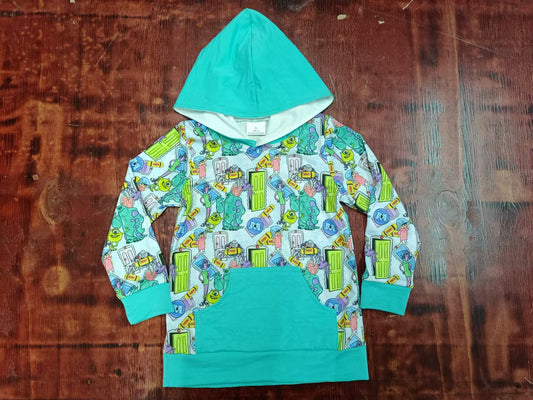 (Custom Design Preorder MOQ 3 ) Cartoon Monster Print Boys Fall Hoodie Top