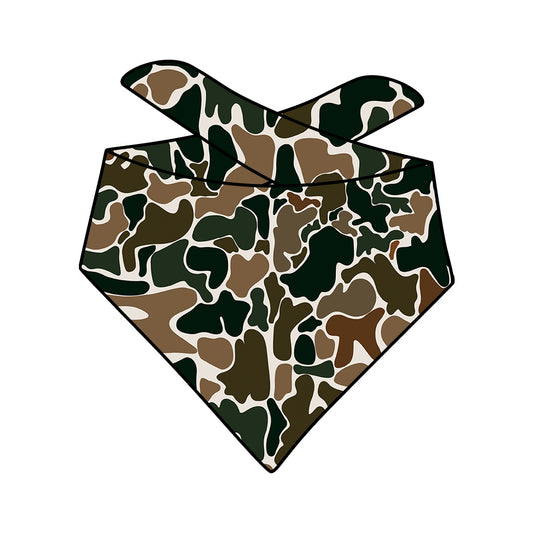 (Custom Design Preorder MOQ 5) Dark Brown Camo Print Collar Doggy Bandana