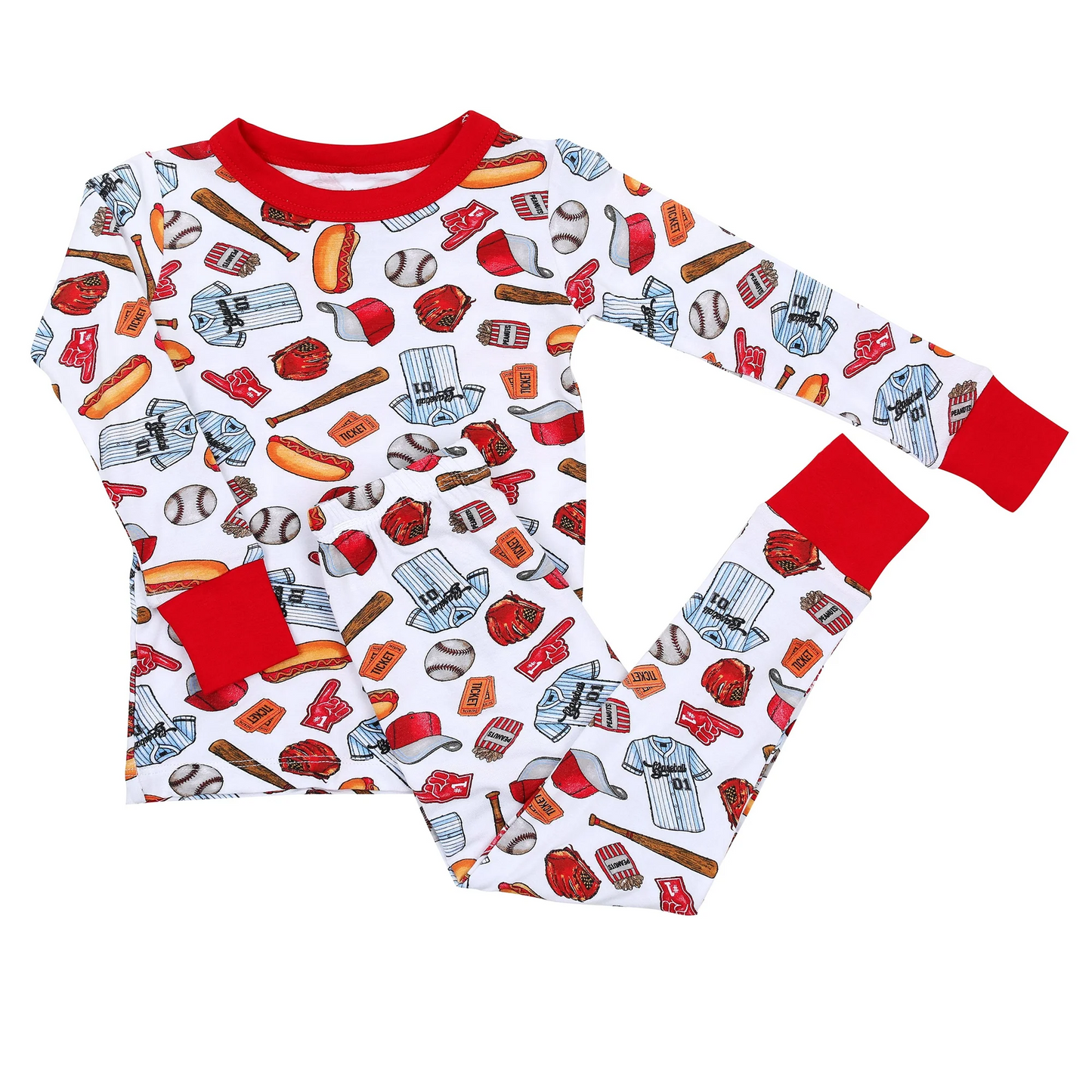 (Custom Design Preorder MOQ 5) Baseball Print Boys Pajamas Clothes Sets