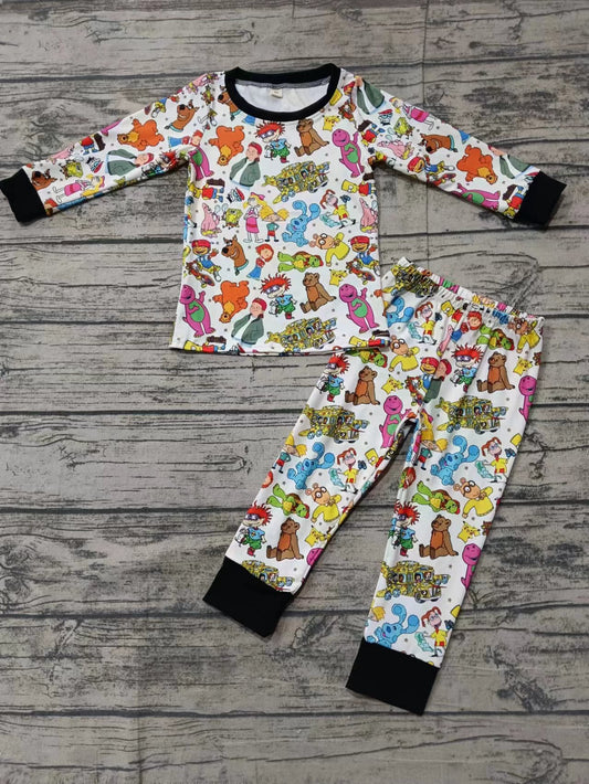 (Custom Design Preorder MOQ 5)Cartoon Character Print Boys Pajamas Clothes Set
