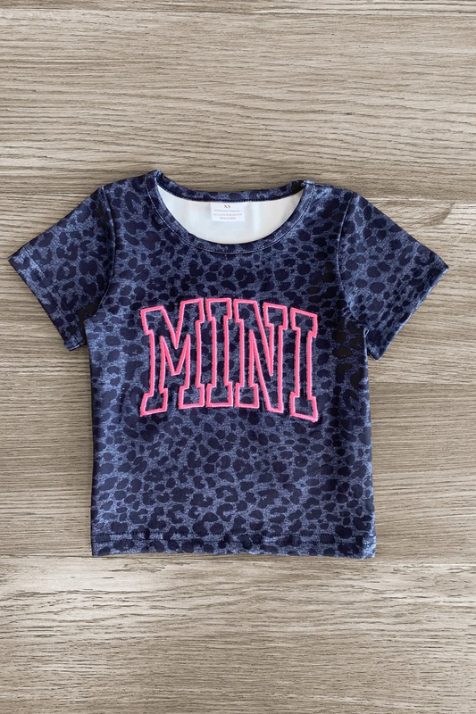 (Custom Design Preorder MOQ 5) Navy Leopard MINI Print Girls Summer Tops