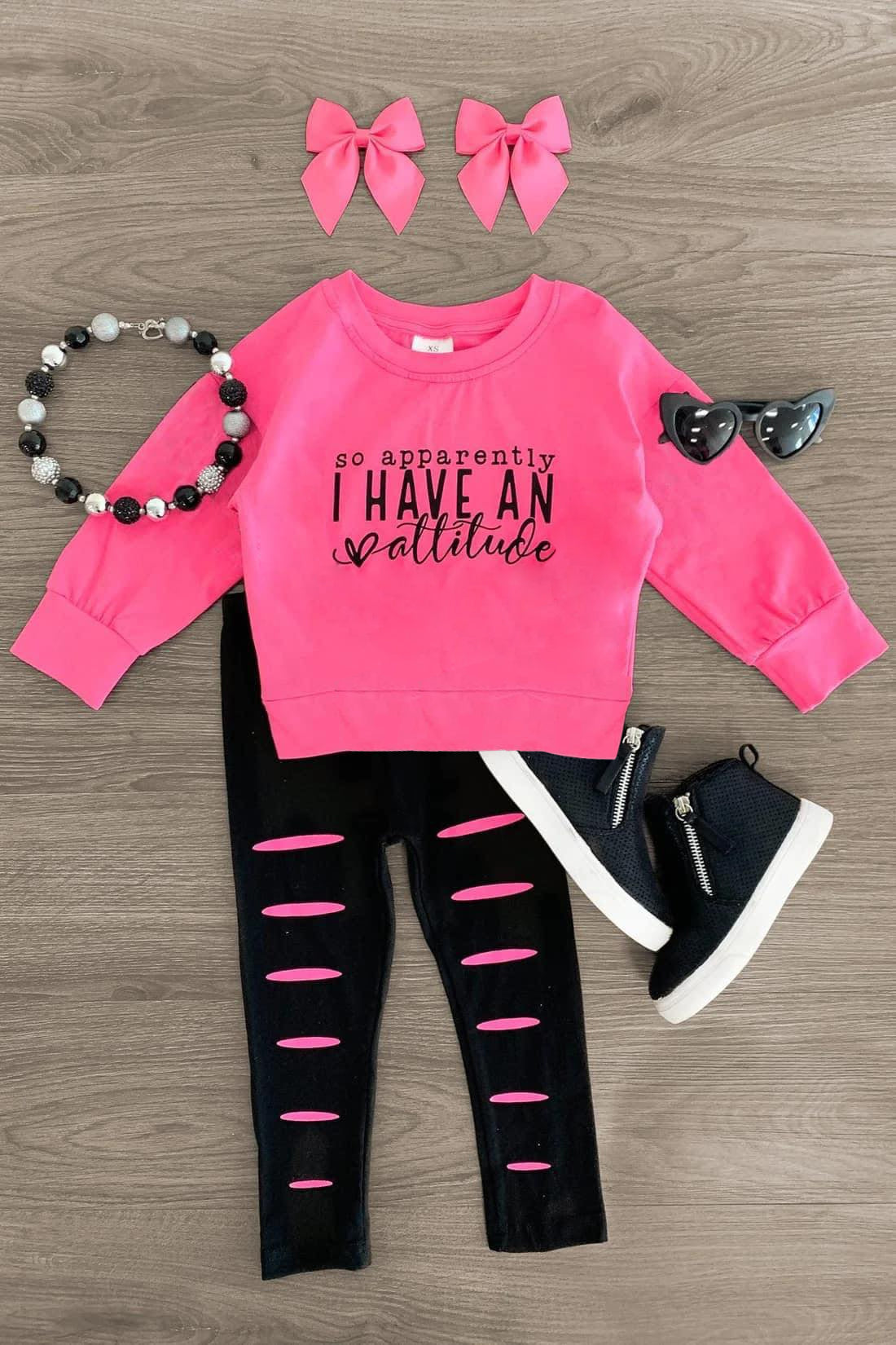 (Custom Design Preorder MOQ 5)  I HAVE Top Hole Legging Pants Girls Clothes Sets