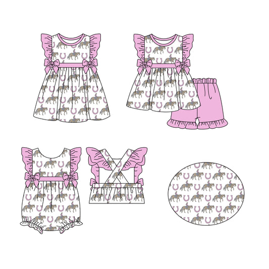 12.11(Custom Design Preorder MOQ 5 Each Design) Cowgirl Print Girls Summer Matching Clothes Sisters Wear