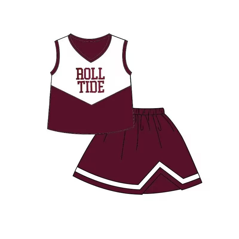 (Custom Design Preorder MOQ 5) Football Team's BOLL Print Skirts With The Shorts Girls Clothes Sets