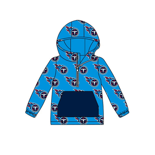 (Custom Design Preorder MOQ 5)  Adult Team's Blue Print Man Long Sleeve Zipper Hoodie Tee Shirts Top