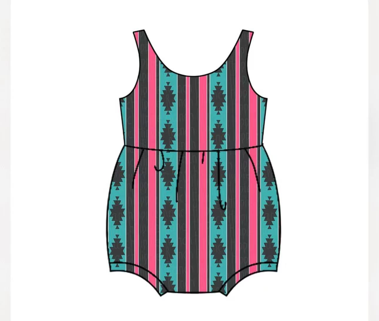 (Custom Design Preorder MOQ 5) Aztec Print Baby Summer Romper