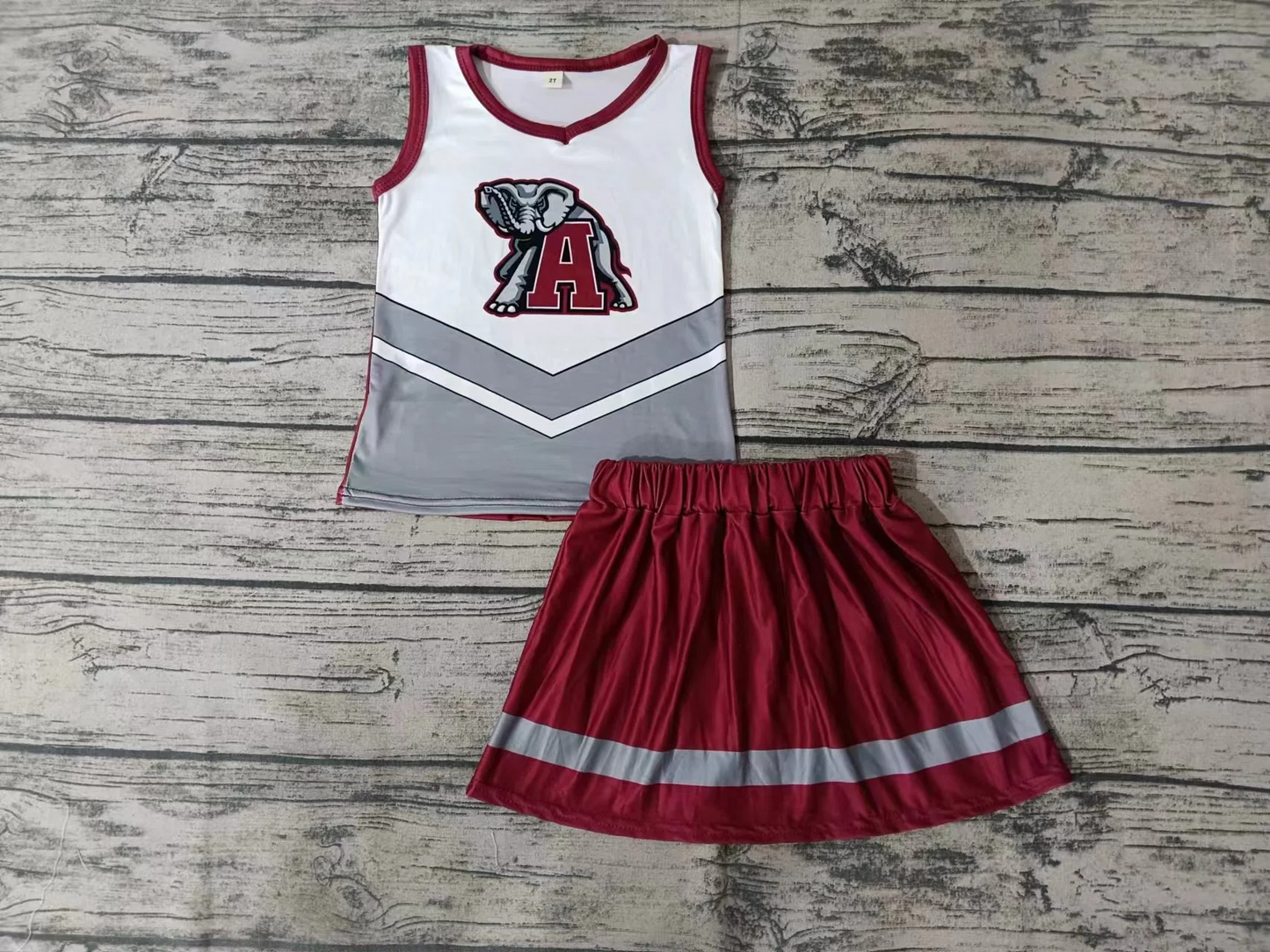 (Custom Design Preorder MOQ 5) Team's Elephant ALABAMA Print Shorts Skirts Girls Summer Clothes Set