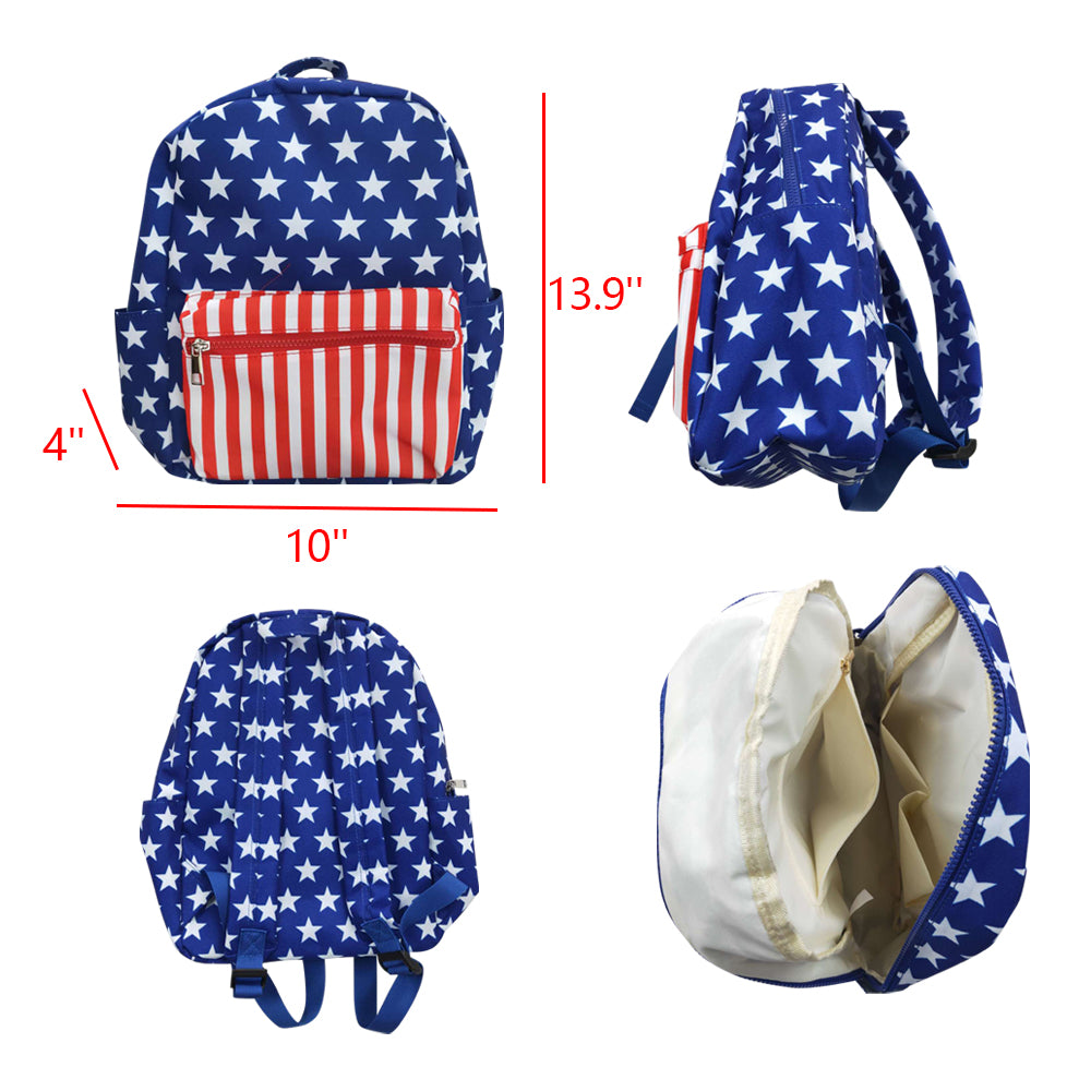 BA0053 Kids bag star and stripes print children 4th of July backpack