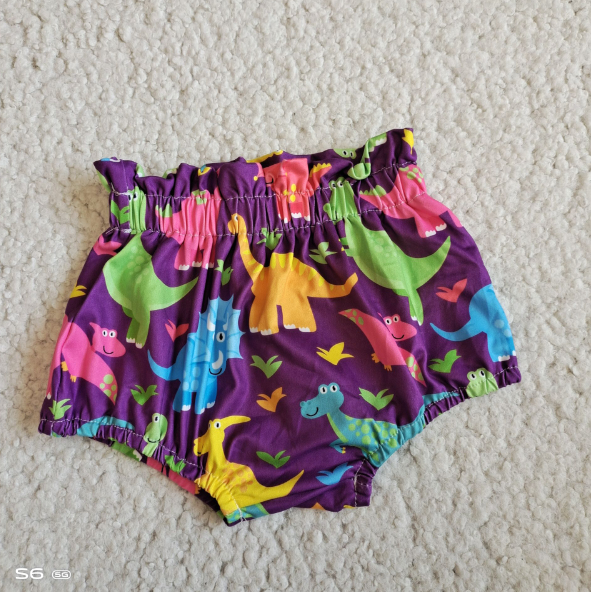 G5-16-1*/  Baby girls dino summer bummie shorts