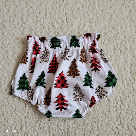 G5-13'  Baby girls Christmas tree bummie shorts