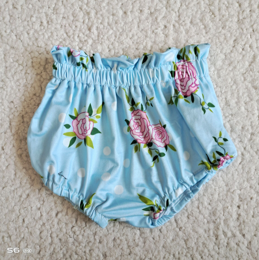 G5-13]  Baby girls blue flowers bummie shorts