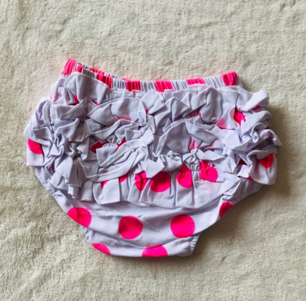 G2-**/6   Baby girls pink dots ruffles bummie shorts