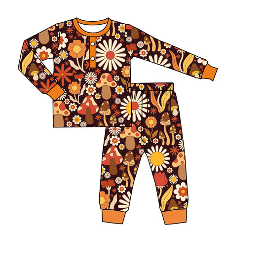 (Custom Design MOQ 5) Boys mushroom flowers print pajamas