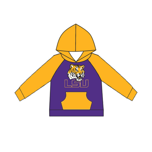 (Custom Design MOQ 5) Kids long sleeve yellow hoodie pullover top