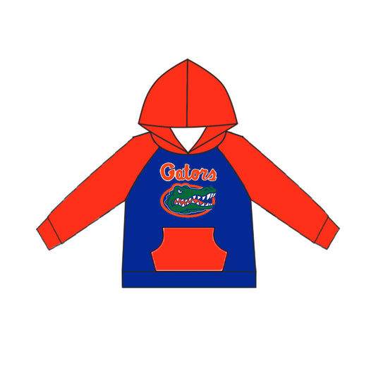(Custom Design MOQ 5) Kids long sleeve orange hoodie pullover top