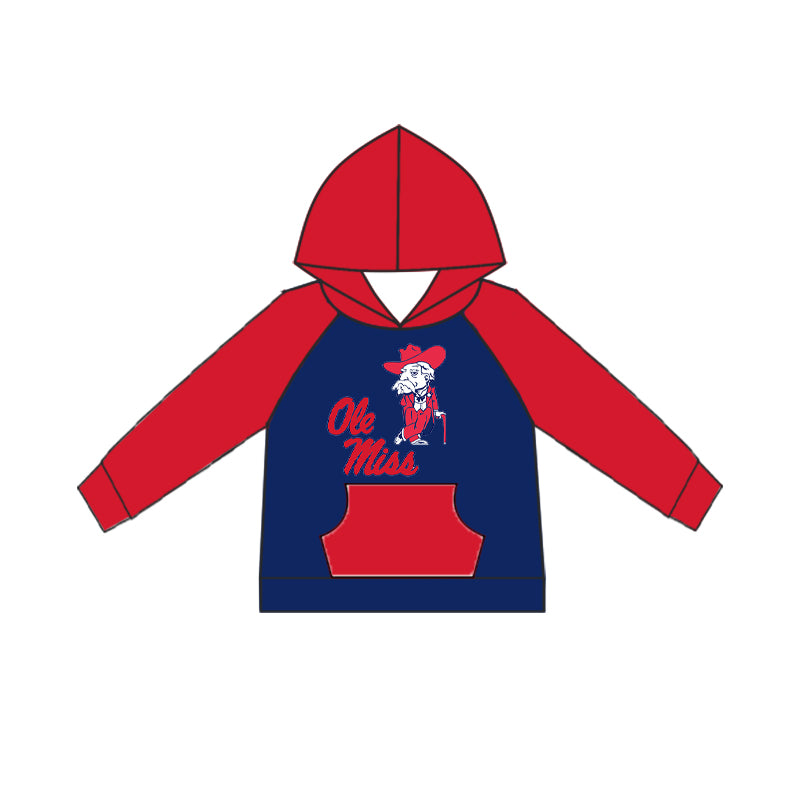 (Custom Design MOQ 5) Kids long sleeve red hoodie pullover top
