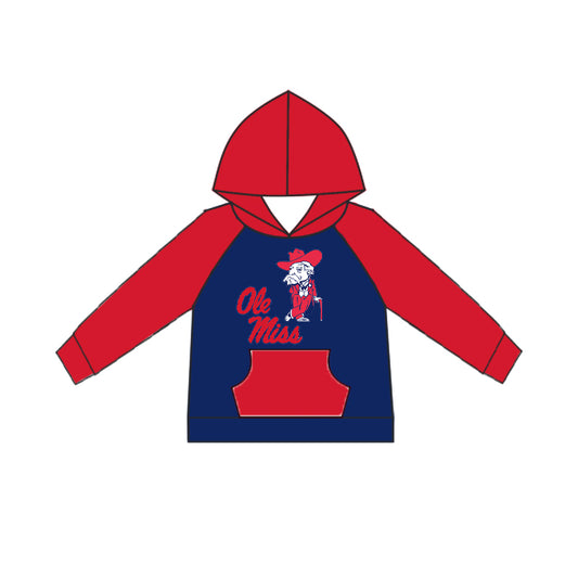 (Custom Design MOQ 5) Kids long sleeve red hoodie pullover top