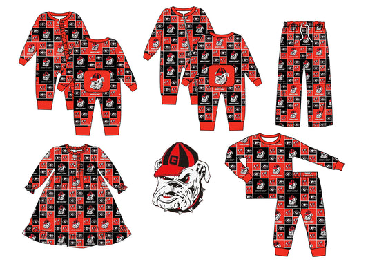 (Custom Design MOQ 5 per item) Family matching clothes Kids Bulldogs with hat football team's design B