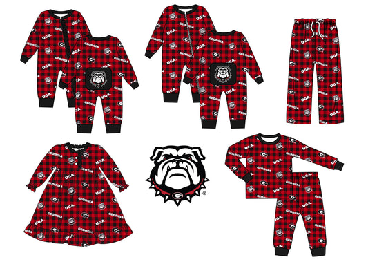 (Custom Design MOQ 5 per item) Family matching clothes Adult Bulldogs plaid football team's design C