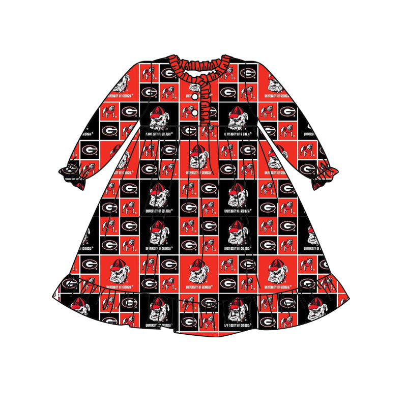 (Custom Design MOQ 5 per item) Family matching clothes Kids Bulldogs with hat football team's design B