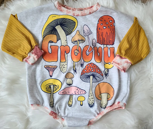 (Custom Design MOQ 5) Mushroom baby girls romper