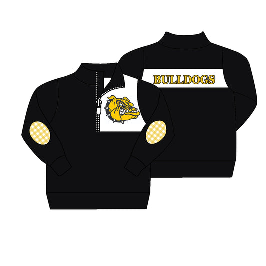 (Custom Design MOQ 5) Boys black long sleeve zipper pullover shirts