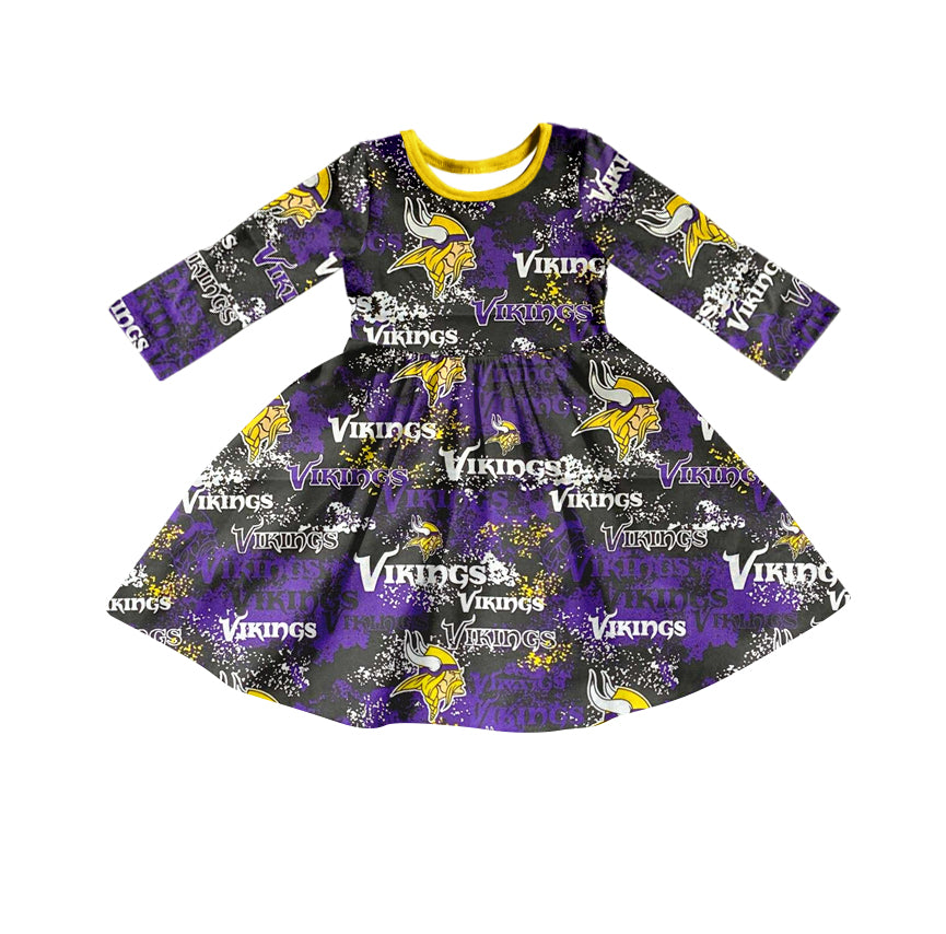 (Custom Design Moq 5) Purple Football Team's Knee Length Dress