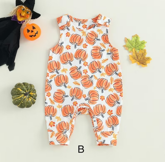 (Custom Design MOQ 5)  Maple Leaf Pumpkin Fall baby romper