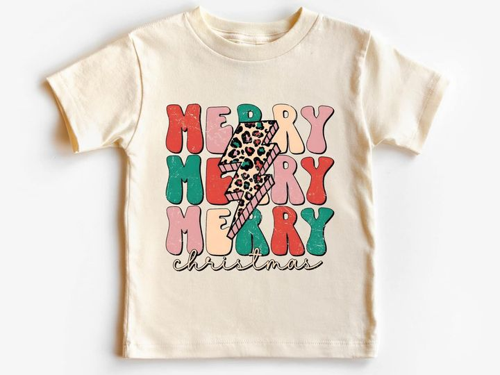 (Custom Design MOQ 5)  Merry Christmas print kids tee shirts top