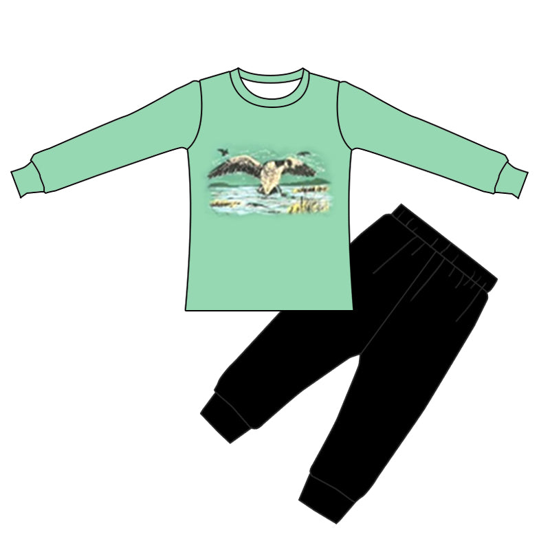 (Custom Design MOQ 5) Hunting duck print boys clothes set