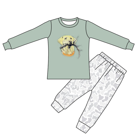 (Custom Design MOQ 5) Dog print boys clothes set