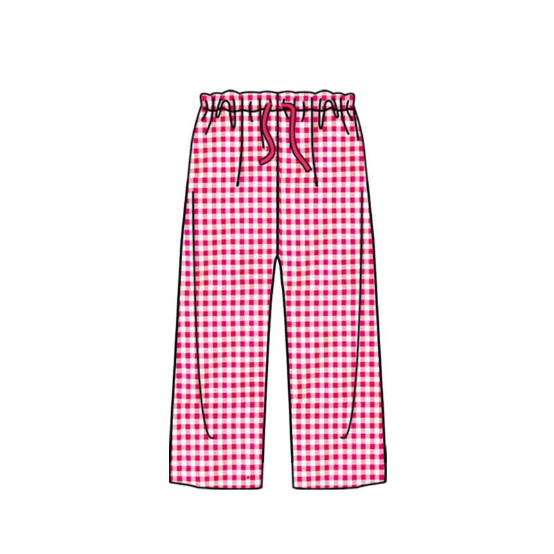 (Custom Design MOQ 5) Hot pink plaid adult pajamas pants